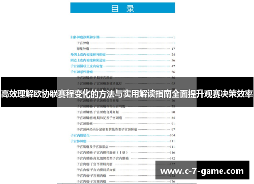 高效理解欧协联赛程变化的方法与实用解读指南全面提升观赛决策效率